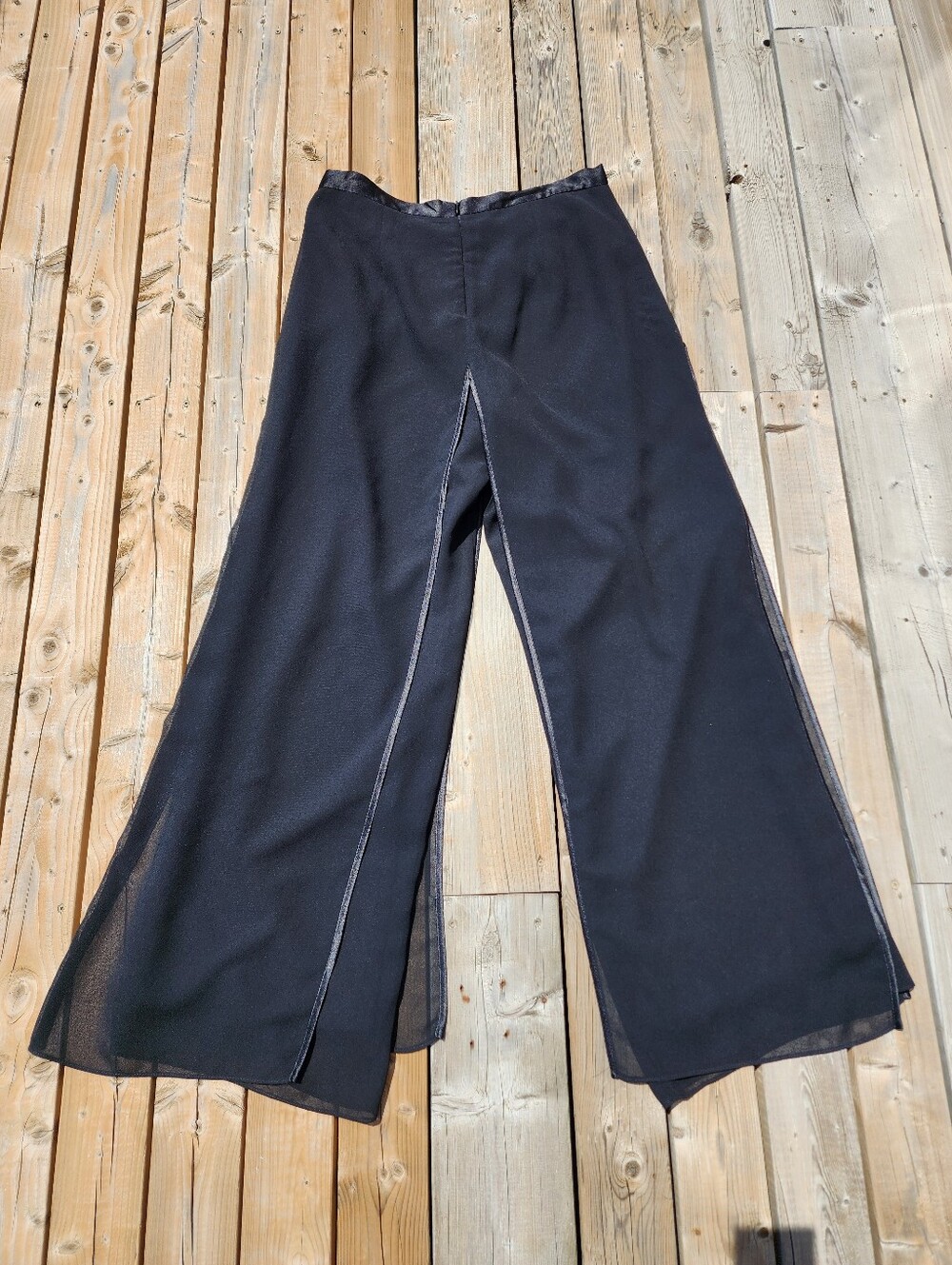 Olivia Chiffon Mesh Overlay Lined Mid Rise Wide-Leg Pants Size 16 Made In Canada